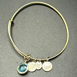 Alex and Ani March Birthstone Aquamarine Silver Bangle Bracelet